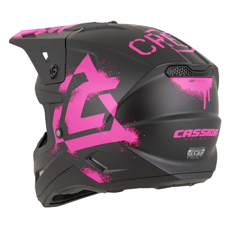 Cassida Cross Cup 2 Crew motokrossz bukósisak matt fekete-fluo rózsaszín