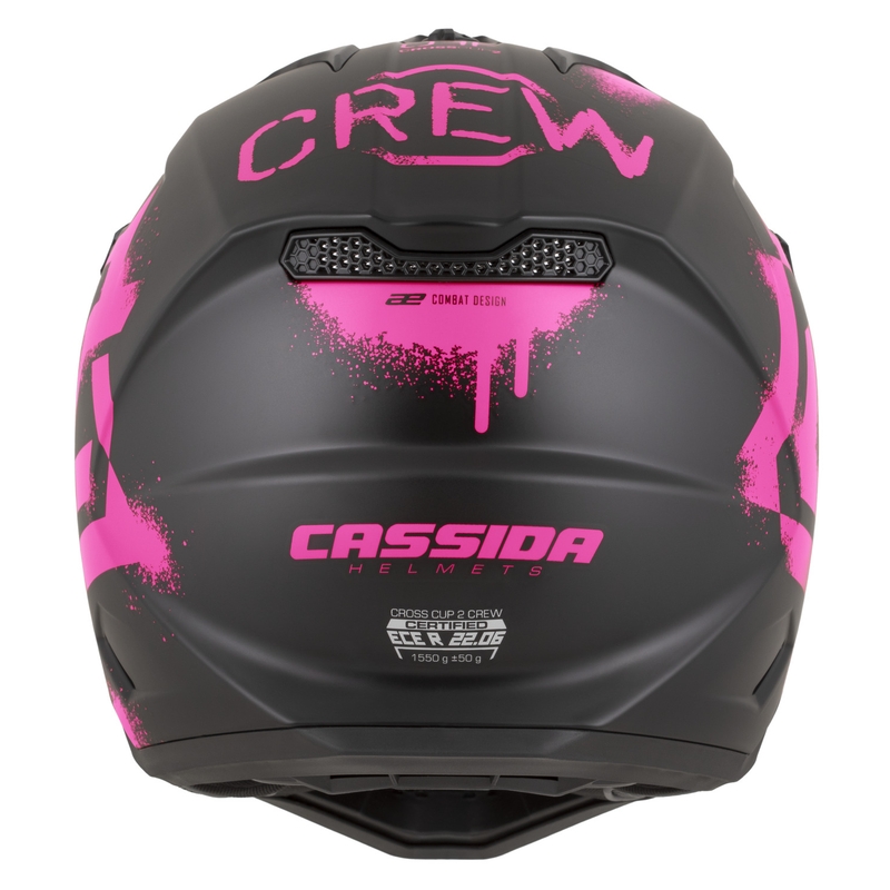 Cassida Cross Cup 2 Crew motokrossz bukósisak matt fekete-fluo rózsaszín