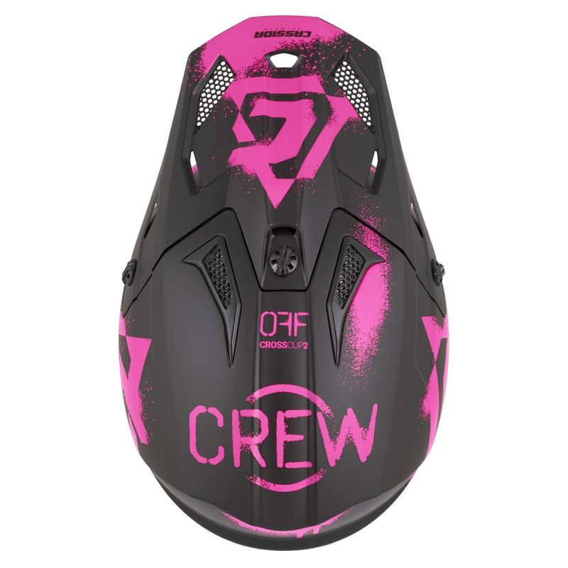 Cassida Cross Cup 2 Crew motokrossz bukósisak matt fekete-fluo rózsaszín