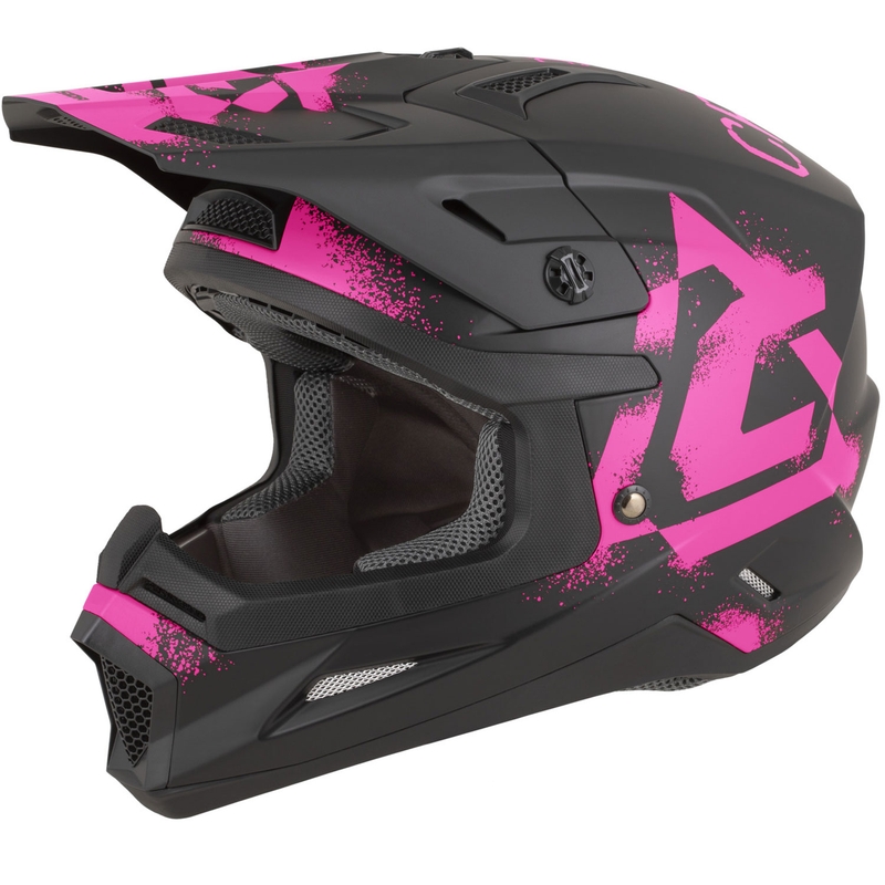 Cassida Cross Cup 2 Crew motokrossz bukósisak matt fekete-fluo rózsaszín