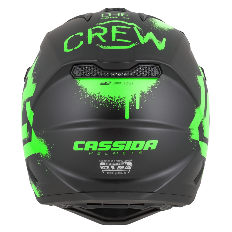Cassida Cross Cup 2 Crew Junior gyerek motokrossz bukósisak matt fekete-fluo zöld