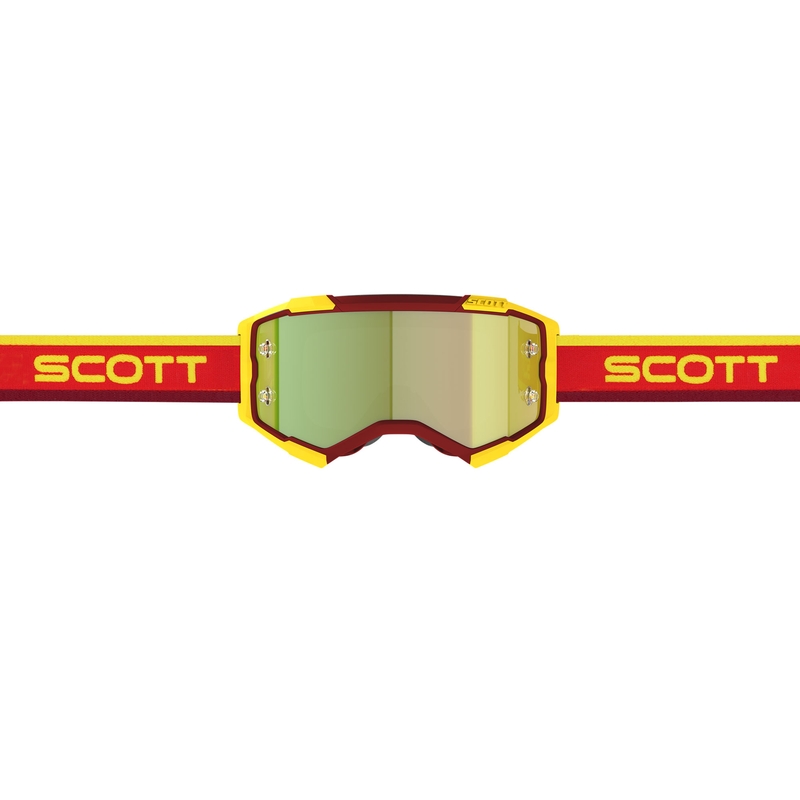 SCOTT Fury CH motokrossz szemüveg piros-sárga, sárga tükrös plexivel