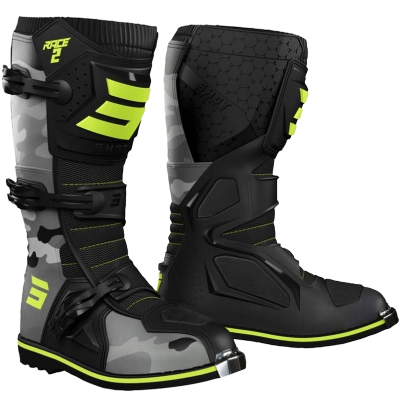 Shot Race 2 gyerek motoros csizma camo-fluo sárga