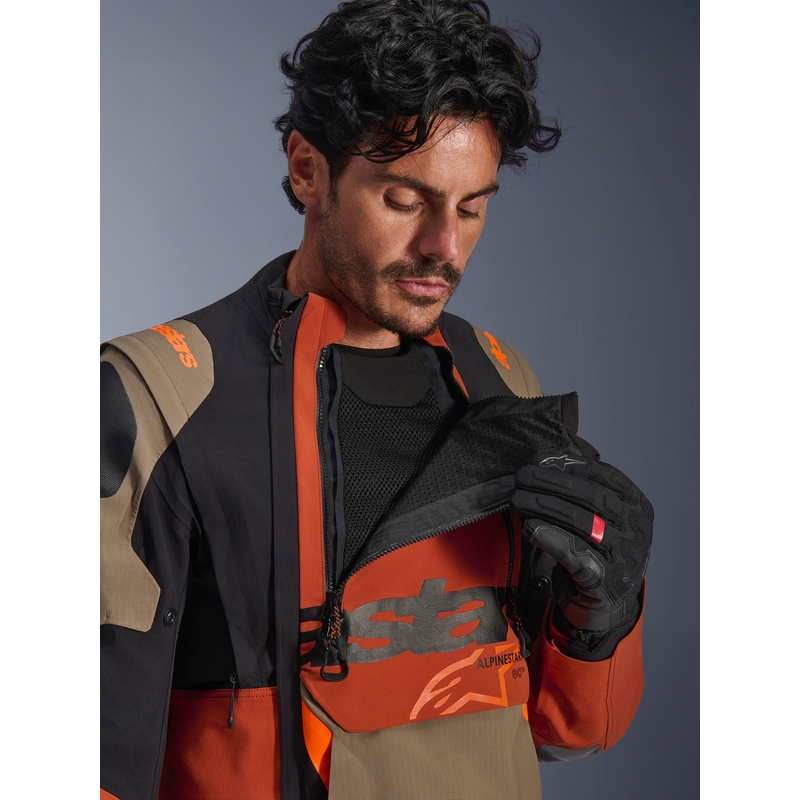 Alpinestars Halo PRO Drystar XF motoros kabát világosbarna–sötétnarancs–fekete
