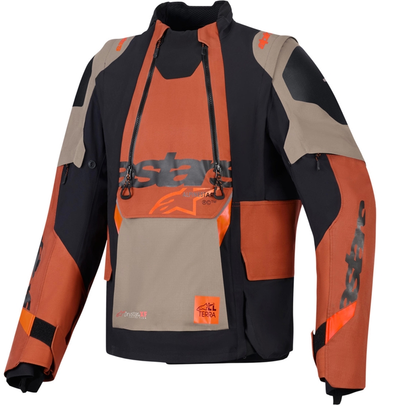 Alpinestars Halo PRO Drystar XF motoros kabát világosbarna–sötétnarancs–fekete