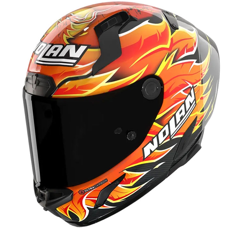 Nolan X-804 RS Ultra Carbon Replica Iannone 368 zárt motoros bukósisak fekete-piros-narancssárga-sárga