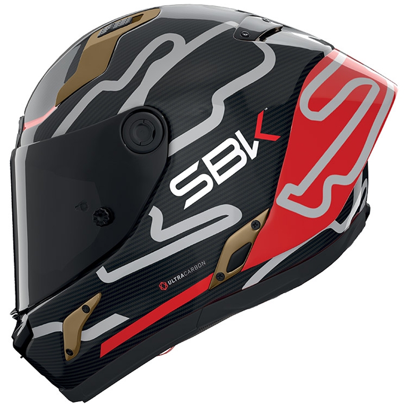 Nolan X-804 RS Ultra Carbon SBK 360 zárt motoros bukósisak fényes fekete-piros-arany