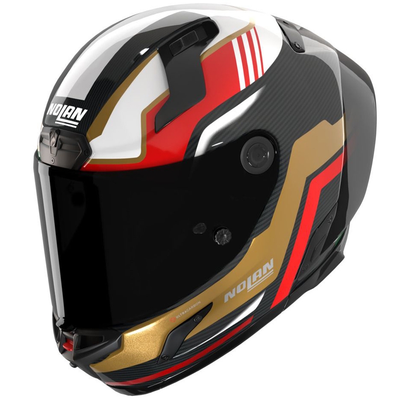 Nolan X-804 RS Ultra Carbon Piega 367 zárt motoros bukósisak fényes fekete-arany-piros-zöld