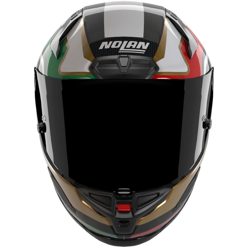 Nolan X-804 RS Ultra Carbon Piega 367 zárt motoros bukósisak fényes fekete-arany-piros-zöld