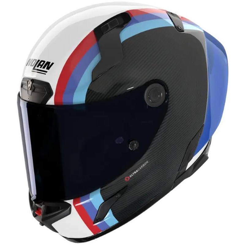Nolan X-804 RS Ultra Carbon Gemini 365 zárt motoros bukósisak fényes szürke-fehér-kék-piros