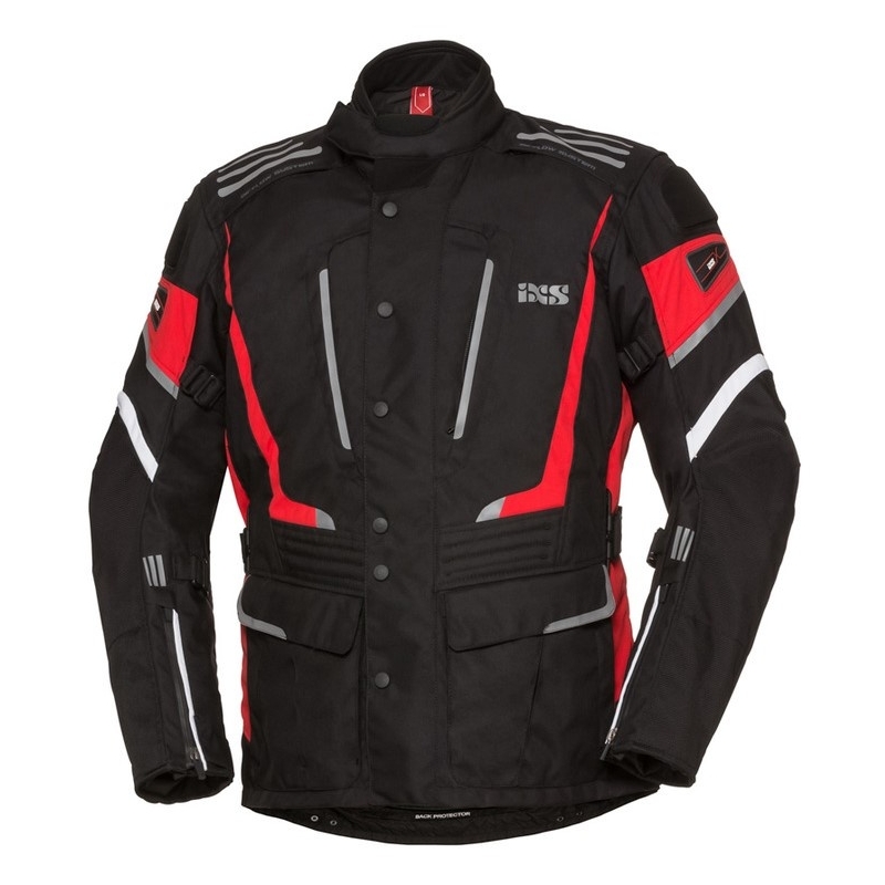 iXS Powells motorkerékpár-kabát fekete-piros