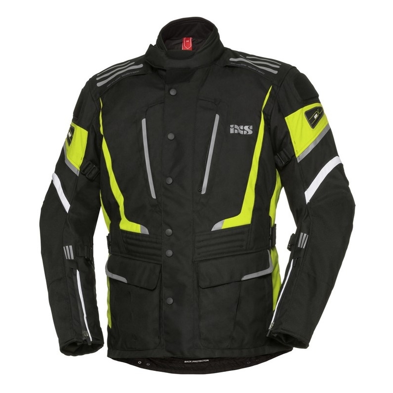 Női motoros kabát iXS Powells fekete-fehér-fluo sárga