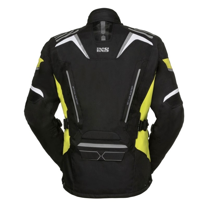 Női motoros kabát iXS Powells fekete-fehér-fluo sárga
