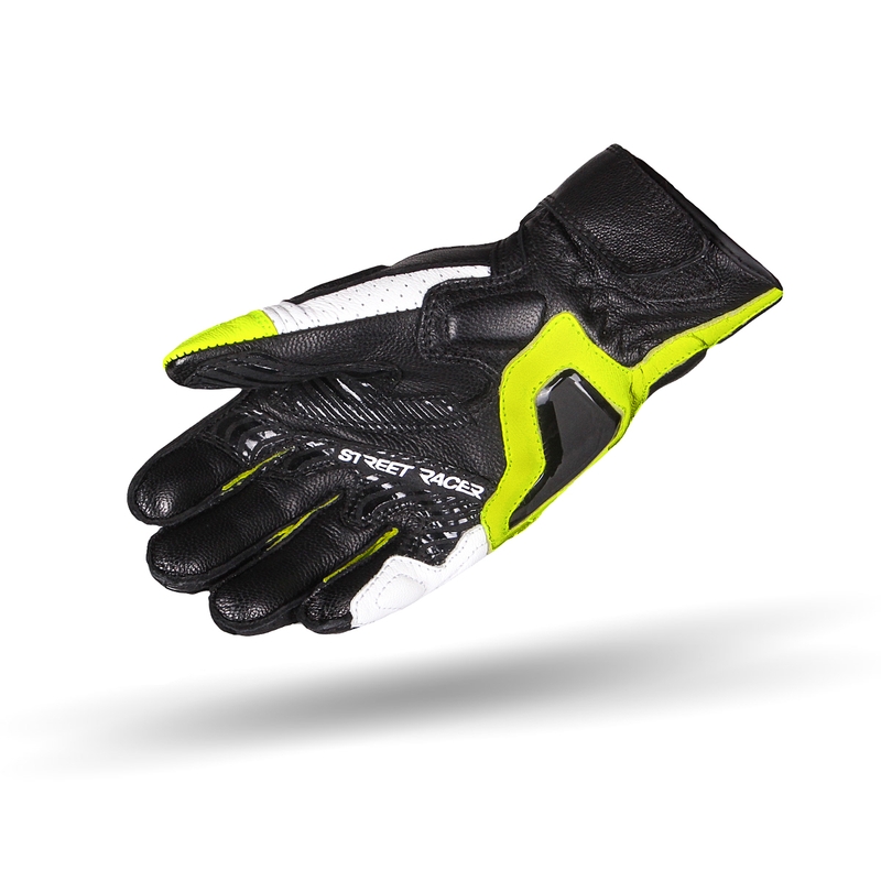 Motoros kesztyű Street Racer XTR fekete-fehér-neon sárga kiárusítás