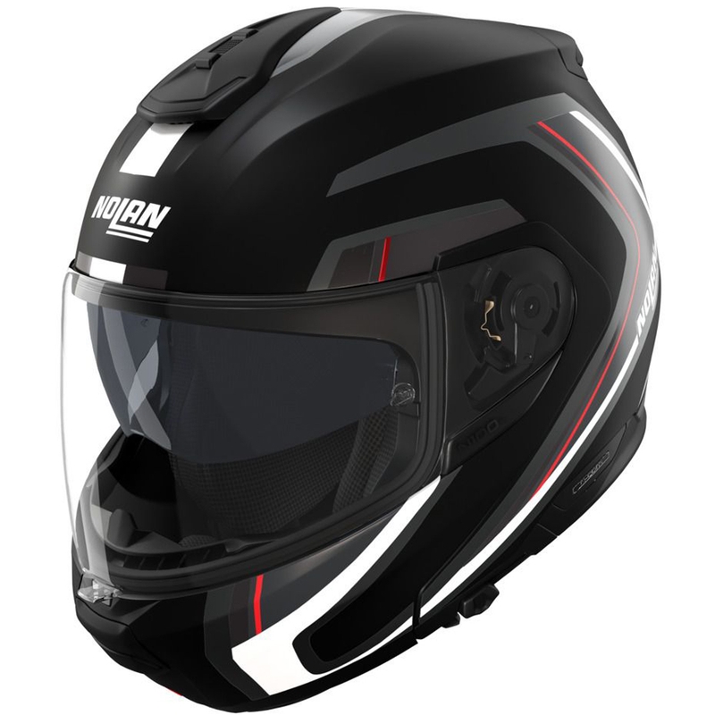 Nolan N100-6 Radiante N-com 357 felnyitható motoros bukósisak fekete-ezüst-piros