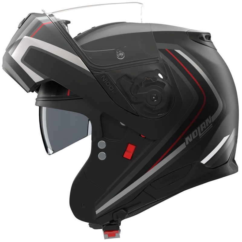 Nolan N100-6 Radiante N-com 357 felnyitható motoros bukósisak fekete-ezüst-piros