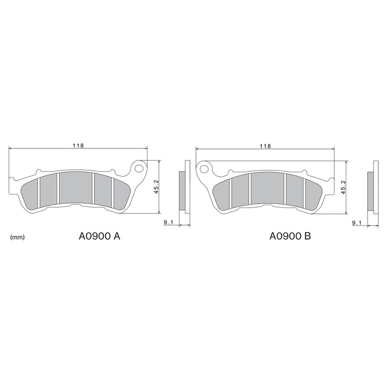 NISSIN fékbetét félmetál keverék 118x45.2x9.1mm 2 darab