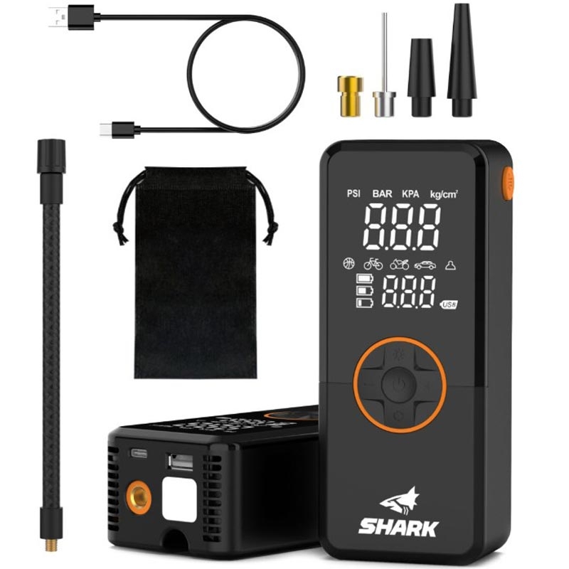 SHARK BP-150 akkumulátoros kompresszor powerbankkal fekete