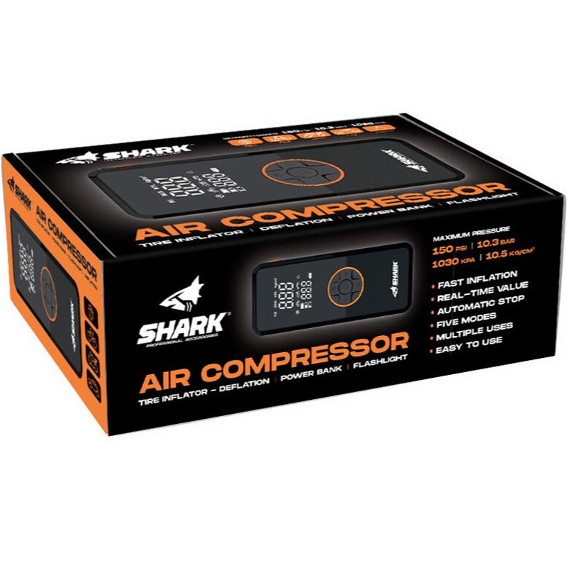 SHARK BP-150 akkumulátoros kompresszor powerbankkal fekete