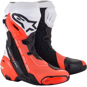 Alpinestars Supertech R Vented motoros csizma fekete-fehér-fluo piros