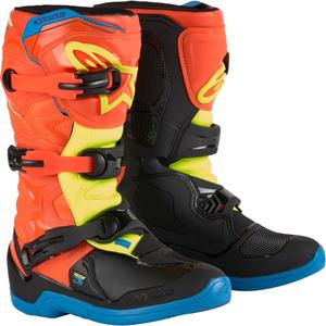 Alpinestars Tech 3S Youth gyerek motoros csizma fluo narancssárga-kék-fluo sárga-fekete