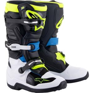Alpinestars TECH 7 S gyerek motocrossz csizma fekete-fehér-fluo sárga-kék