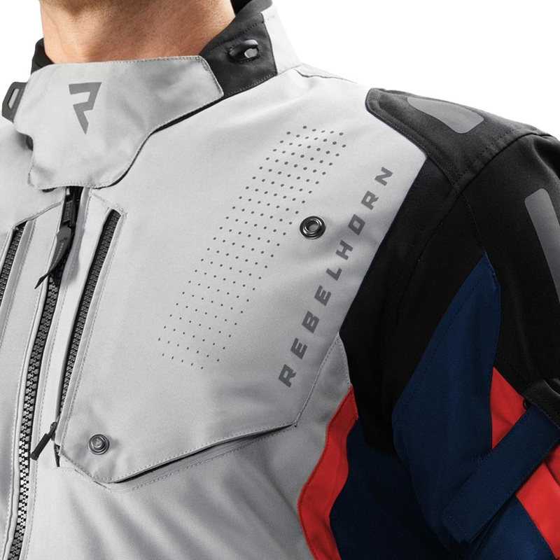 Rebelhorn Hiker IV motoros kabát világosszürke-kék-piros