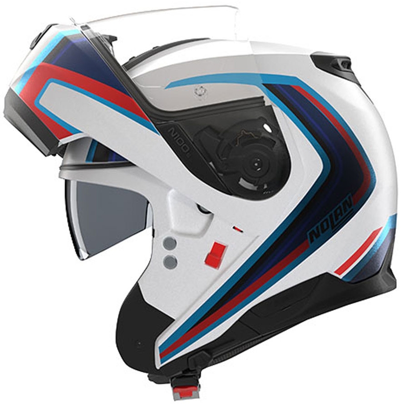 Nolan N100-6 Radiante N-COM 358 felnyitható motoros bukósisak fehér-szürke-kék