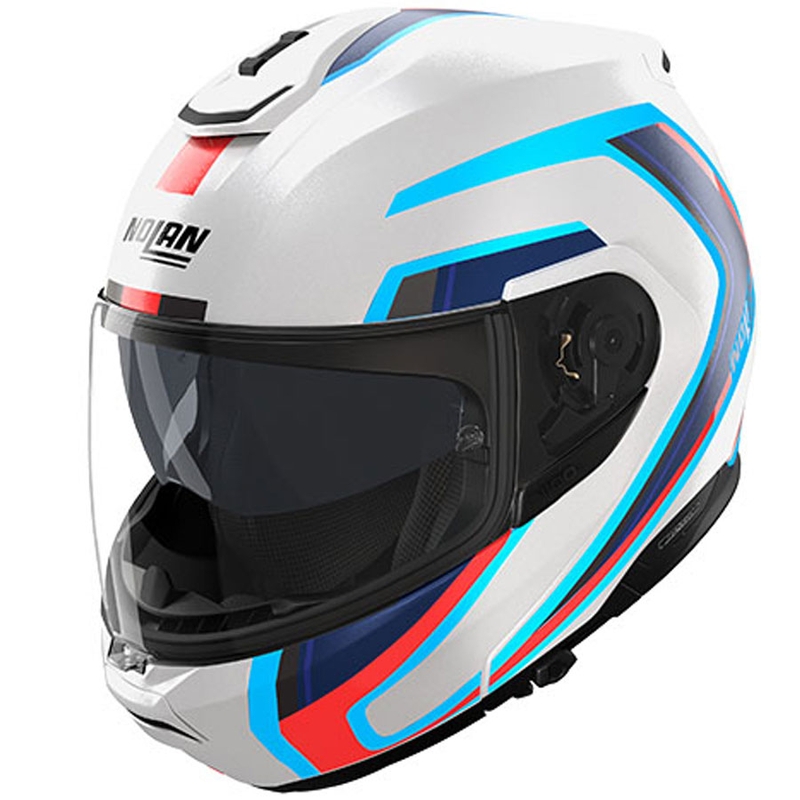 Nolan N100-6 Radiante N-COM 358 felnyitható motoros bukósisak fehér-szürke-kék