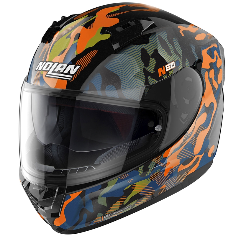 Nolan N60-6 Foxtrot 34 zárt motoros bukósisak fekete-narancssárga-kék