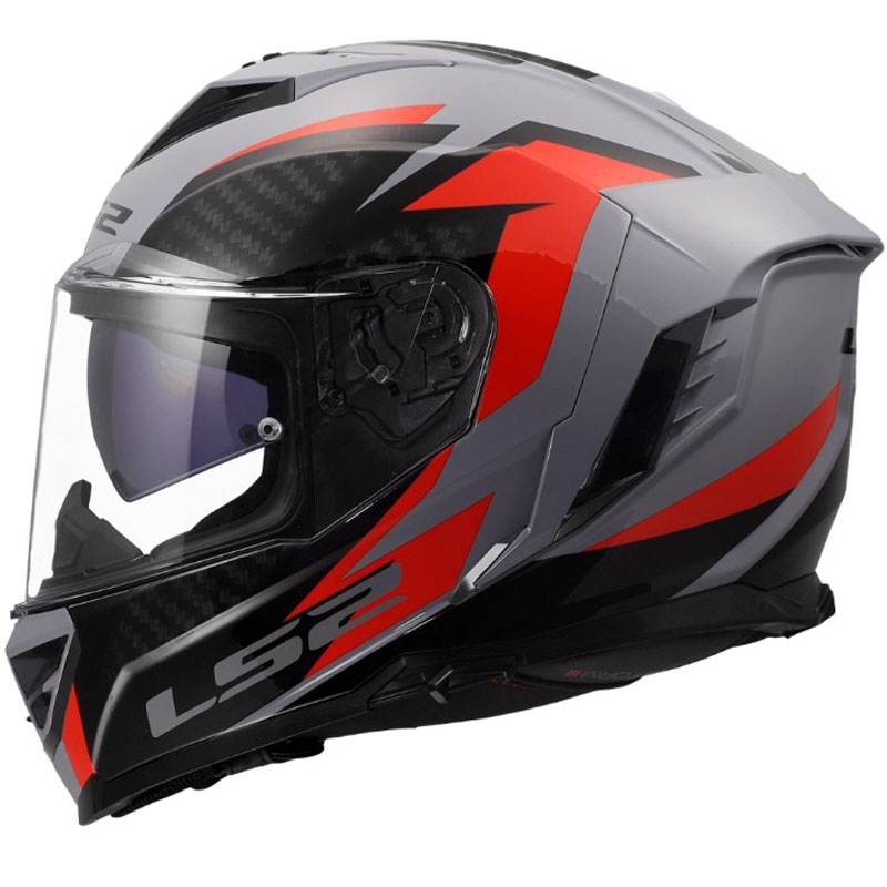 LS2 FF818 Storm III Dynamo zárt motoros bukósisak fényes szürke-piros