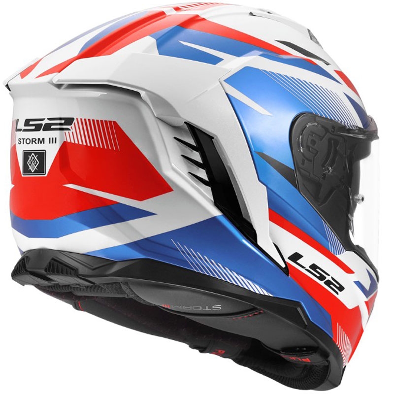 LS2 FF818 Storm III Komai zárt motoros bukósisak fényes fehér-kék-piros