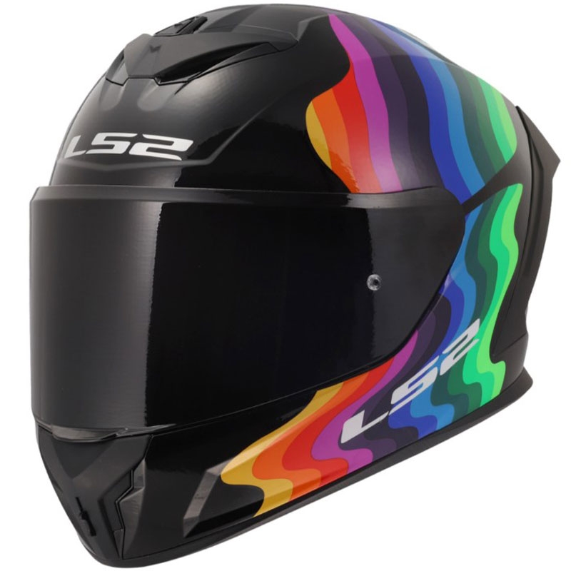 LS2 FF820 Rapid III Flow zárt motoros bukósisak fényes fekete-multicolor