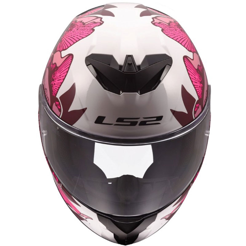 LS2 FF820 Rapid III Poppies II zárt motoros bukósisak fényes fehér-rózsaszín
