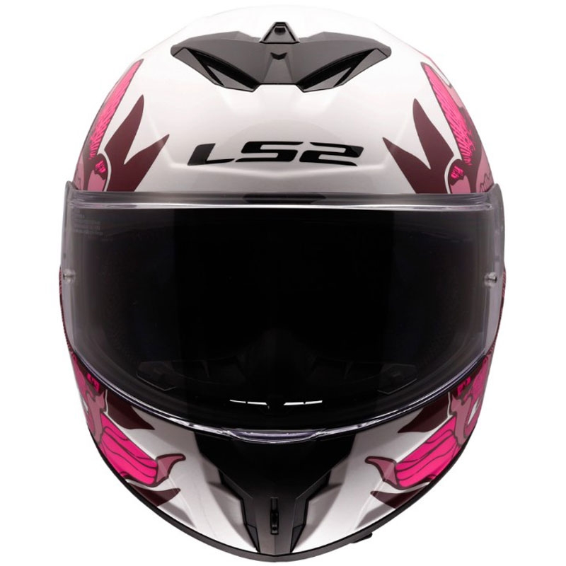 LS2 FF820 Rapid III Poppies II zárt motoros bukósisak fényes fehér-rózsaszín