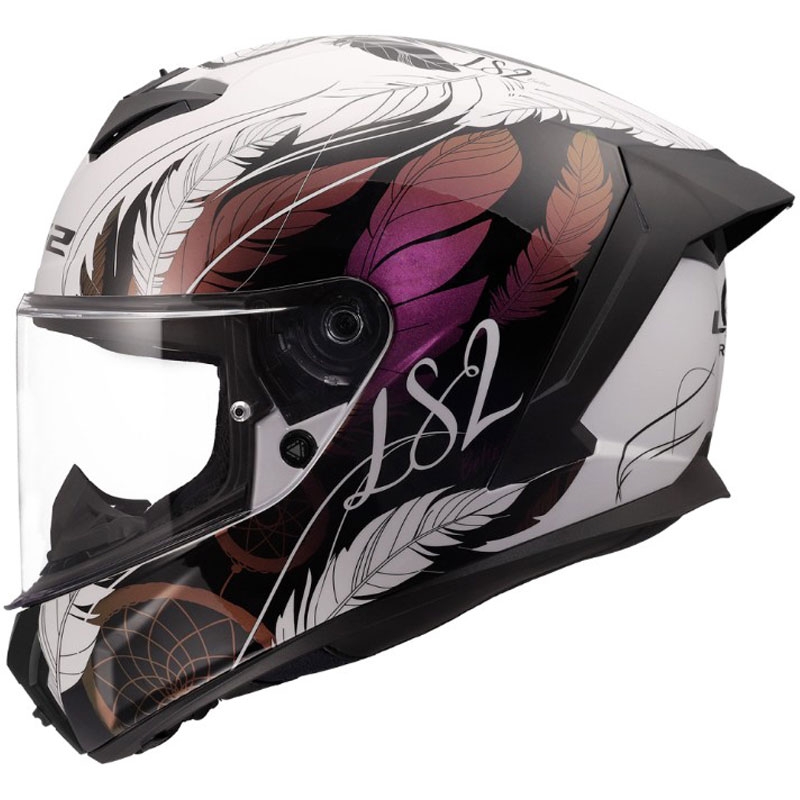 LS2 FF820 Rapid III Boho zárt motoros bukósisak fényes fehér-fekete-rózsaszín