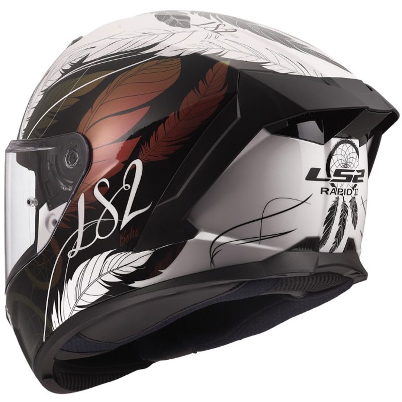 LS2 FF820 Rapid III Boho zárt motoros bukósisak fényes fehér-fekete-rózsaszín