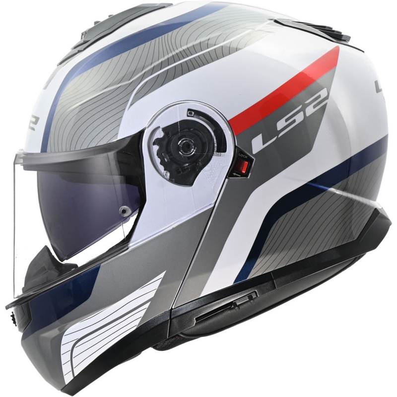 LS2 FF908 Strobe II Monza felnyitható bukósisak fényes fehér-kék-piros