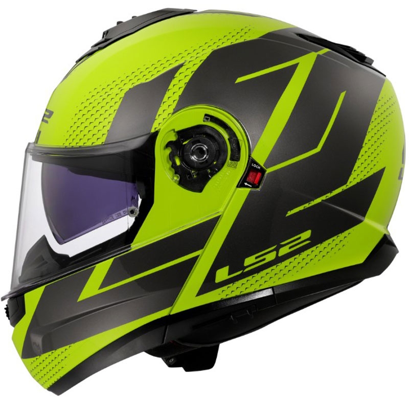 LS2 FF908 Strobe II Code felnyitható motoros bukósisak fényes fluo sárga-fekete