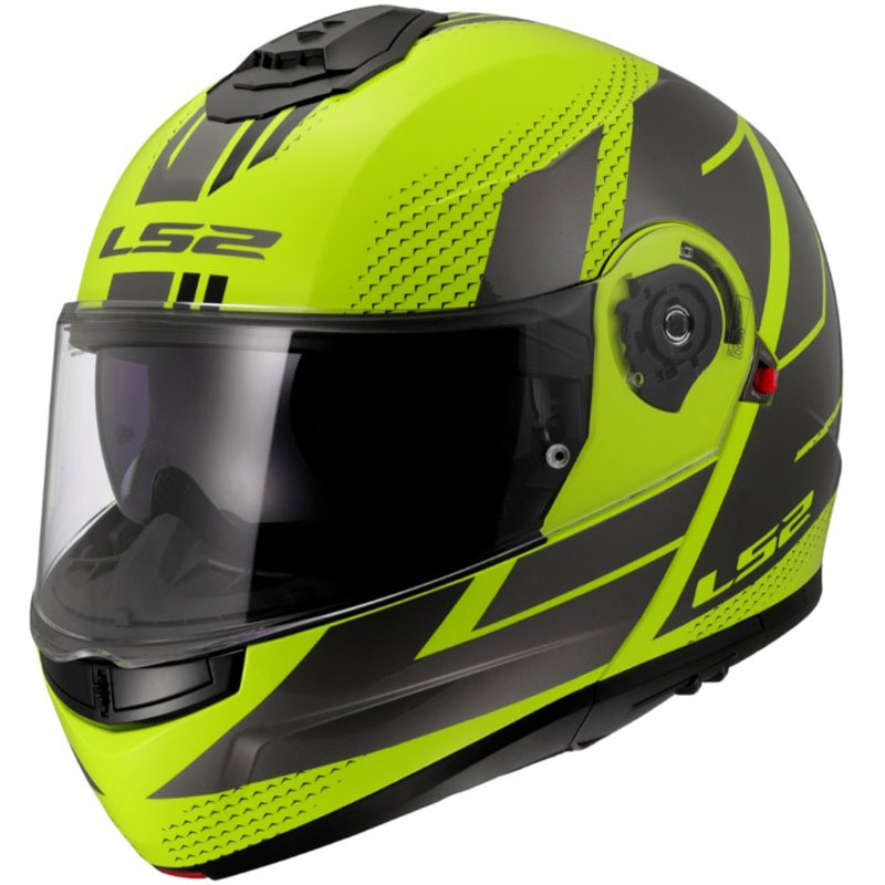 LS2 FF908 Strobe II Code felnyitható motoros bukósisak fényes fluo sárga-fekete