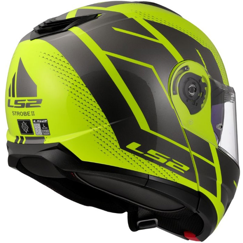 LS2 FF908 Strobe II Code felnyitható motoros bukósisak fényes fluo sárga-fekete