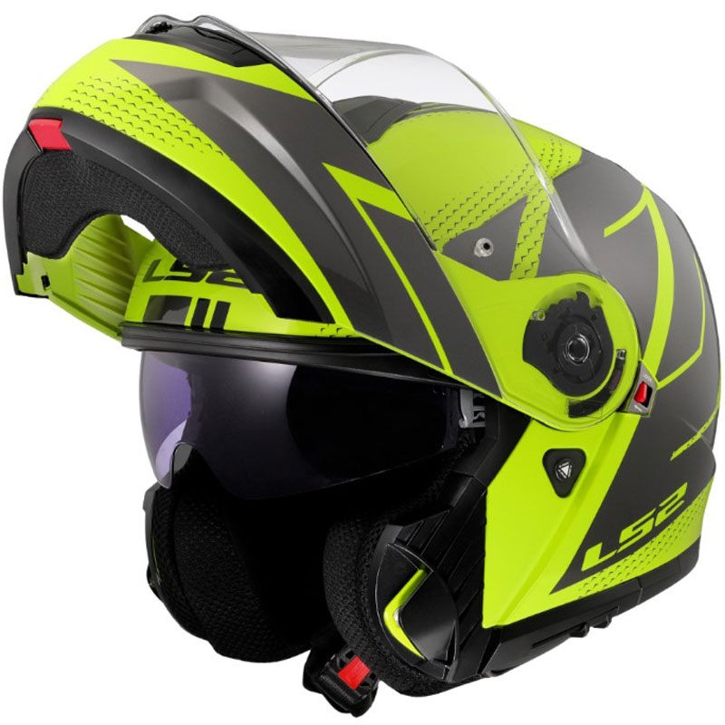 LS2 FF908 Strobe II Code felnyitható motoros bukósisak fényes fluo sárga-fekete
