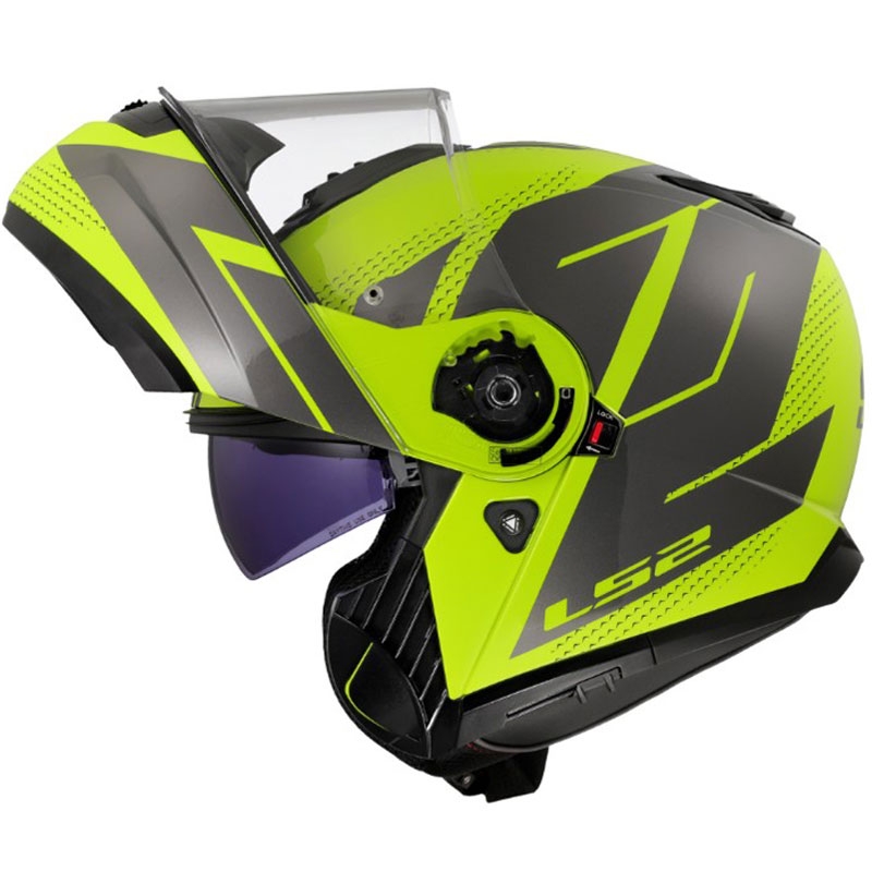 LS2 FF908 Strobe II Code felnyitható motoros bukósisak fényes fluo sárga-fekete