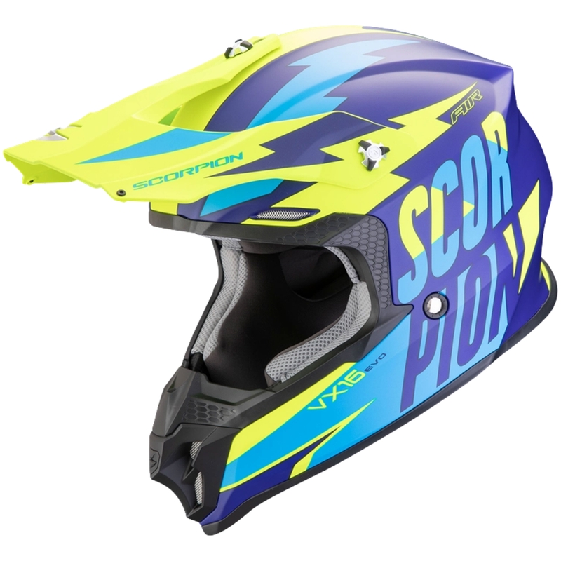 Scorpion VX-16 EVO AIR Slanter motokrossz bukósisak matt kék-fluo sárga kiárusítás