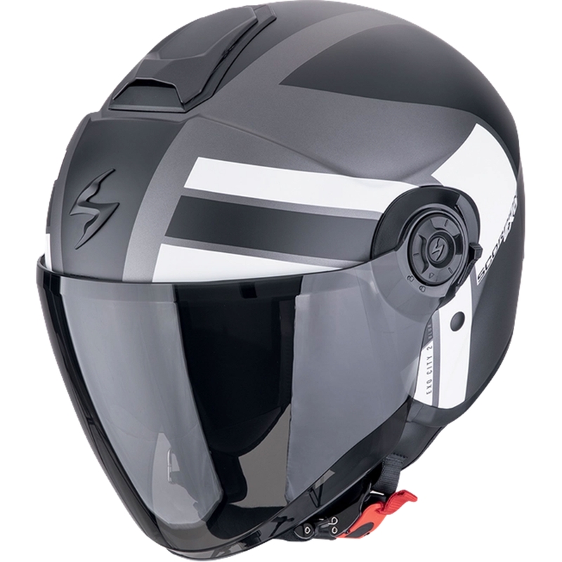 Scorpion EXO-CITY II BLUR nyitott motoros bukósisak matt ezüst-fekete-fehér kiárusítás
