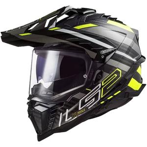 LS2 MX701 Explorer C Edge 06 enduro bukósisak fekete-szürke-fluo sárga