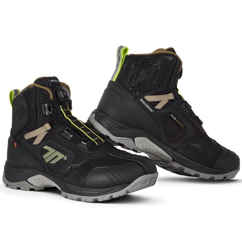 SEVENTY DEGREES SD-BA7 Stelvio Low motoros cipő fekete-homokos-fluo sárga