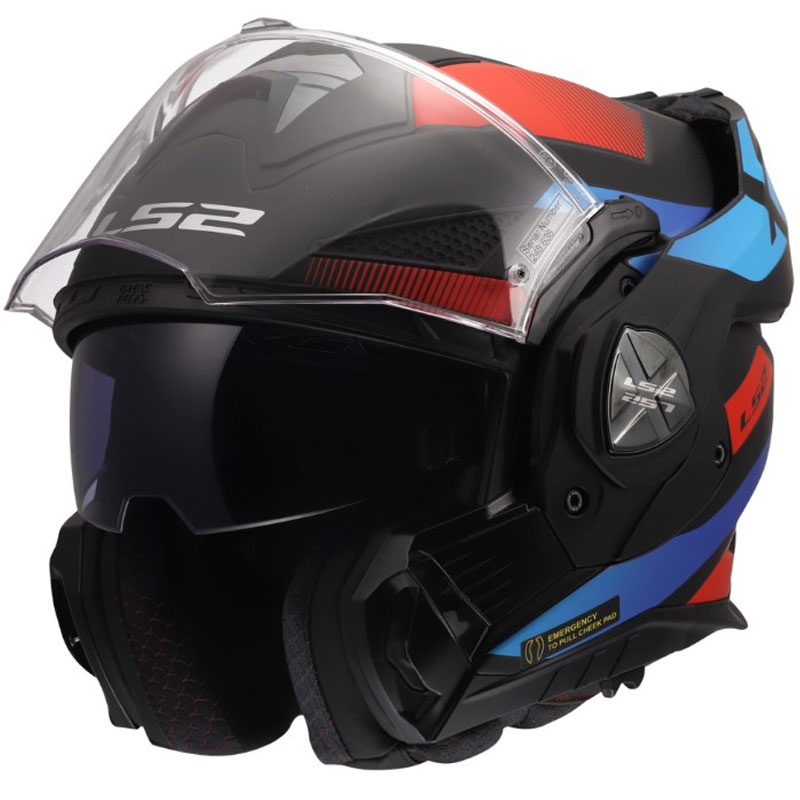 LS2 FF901 Advant X Nova hátrahajtható állú motoros bukósisak matt fekete-piros-kék