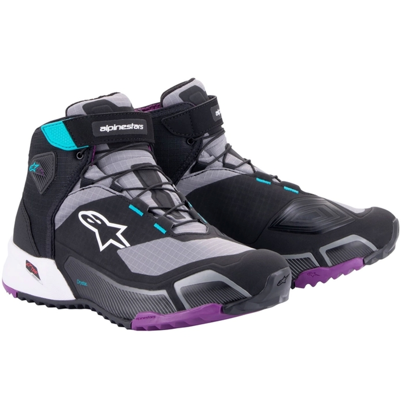 Alpinestars Stella CR-X Drystar női motoros cipő fekete-szürke-lila-türkiz