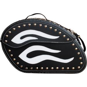 RSA S263B bőr motoros táskák szegecsekkel fekete-fehér